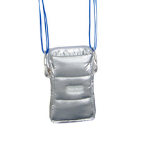 Digital Puffer Pouch in Metallic Silver