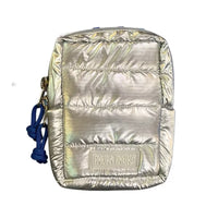 Puffer Card Holder in Metallic Silver