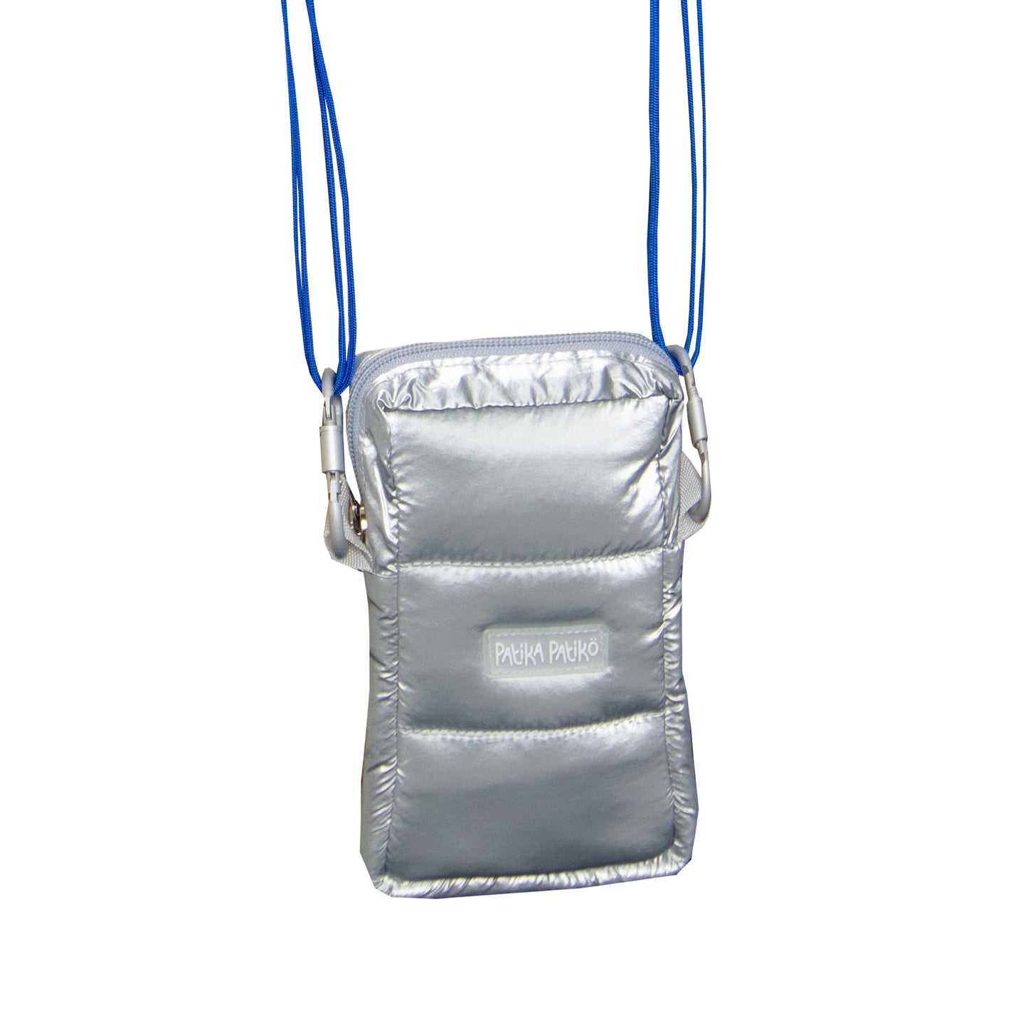 Digital Puffer Pouch in Metallic Silver