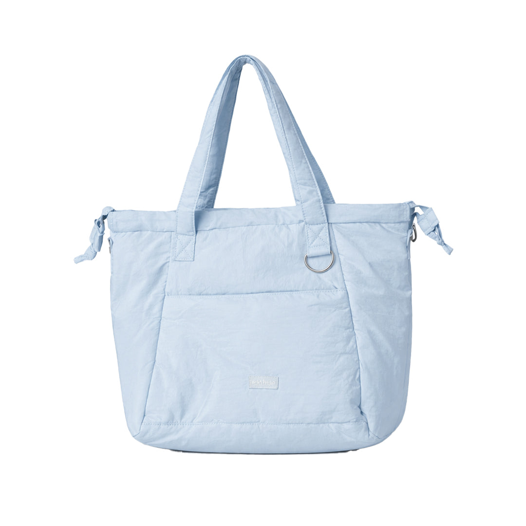 Puffer Drawstring Sling Bag in Iced Soda