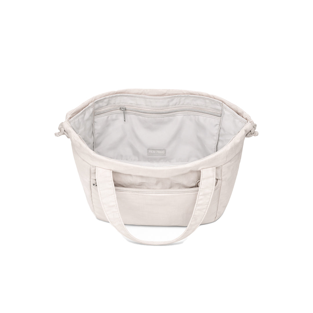 Puffer Drawstring Sling Bag in Whipped Cream