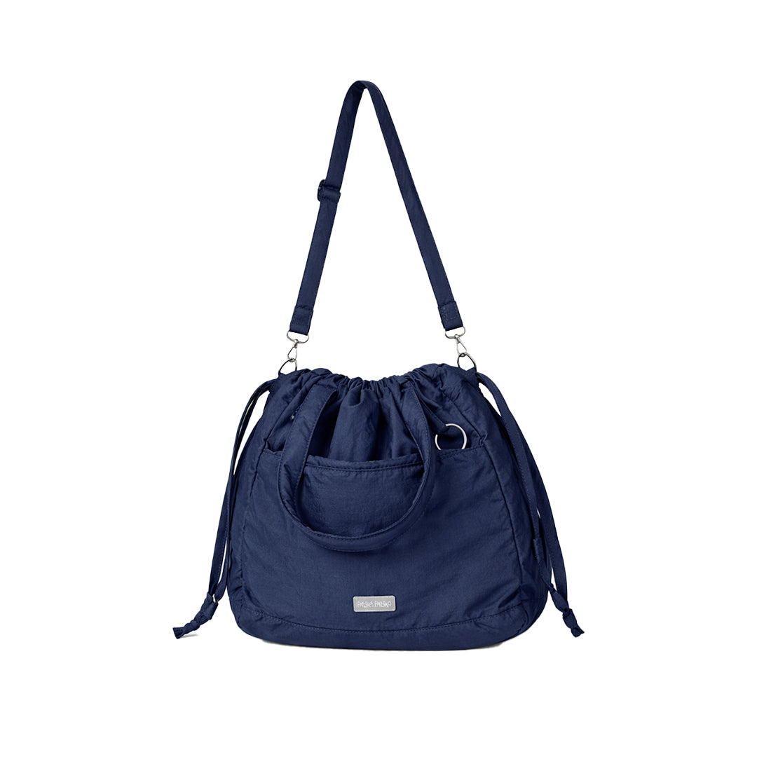 Puffer Drawstring Sling Bag in Blueberry Compote