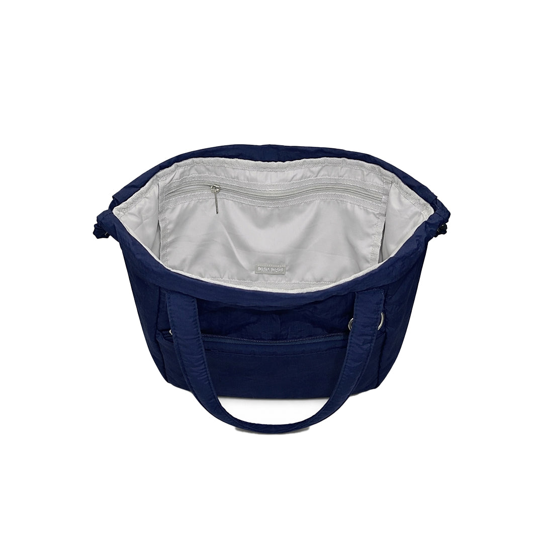 Puffer Drawstring Sling Bag in Blueberry Compote