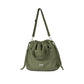 Puffer Drawstring Sling Bag in Pesto Oil