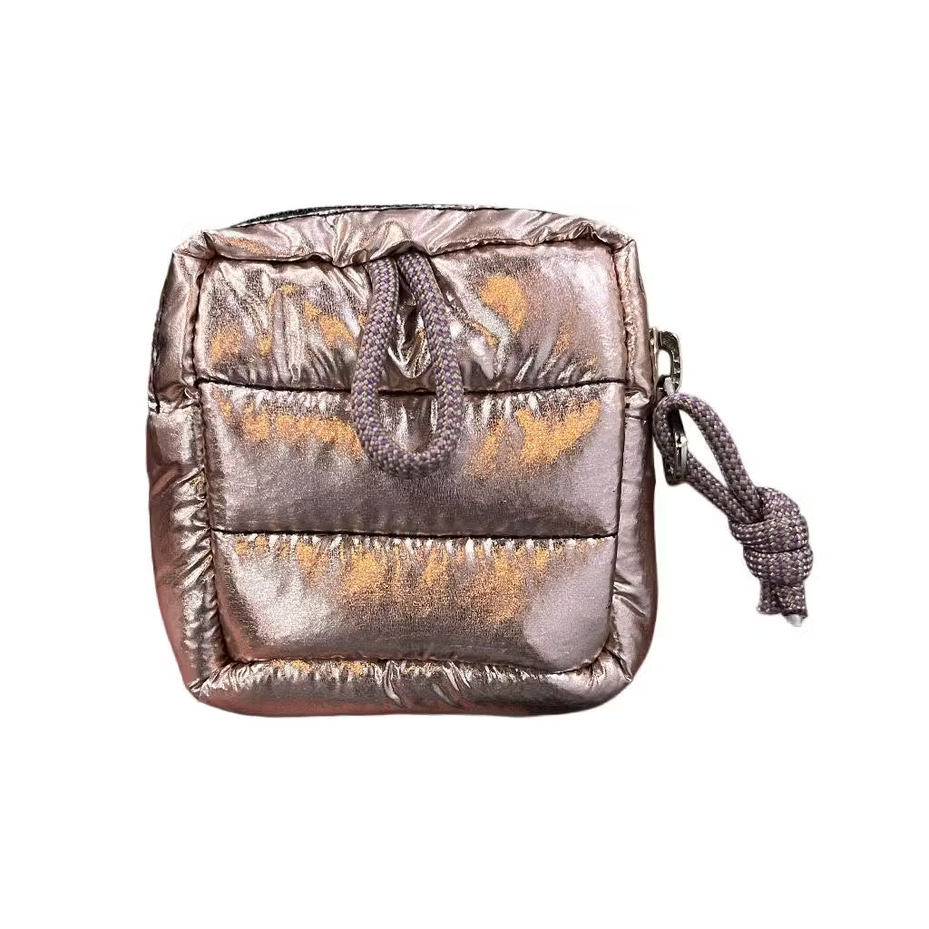 Mini Puffer Pouch in Blush Chrome