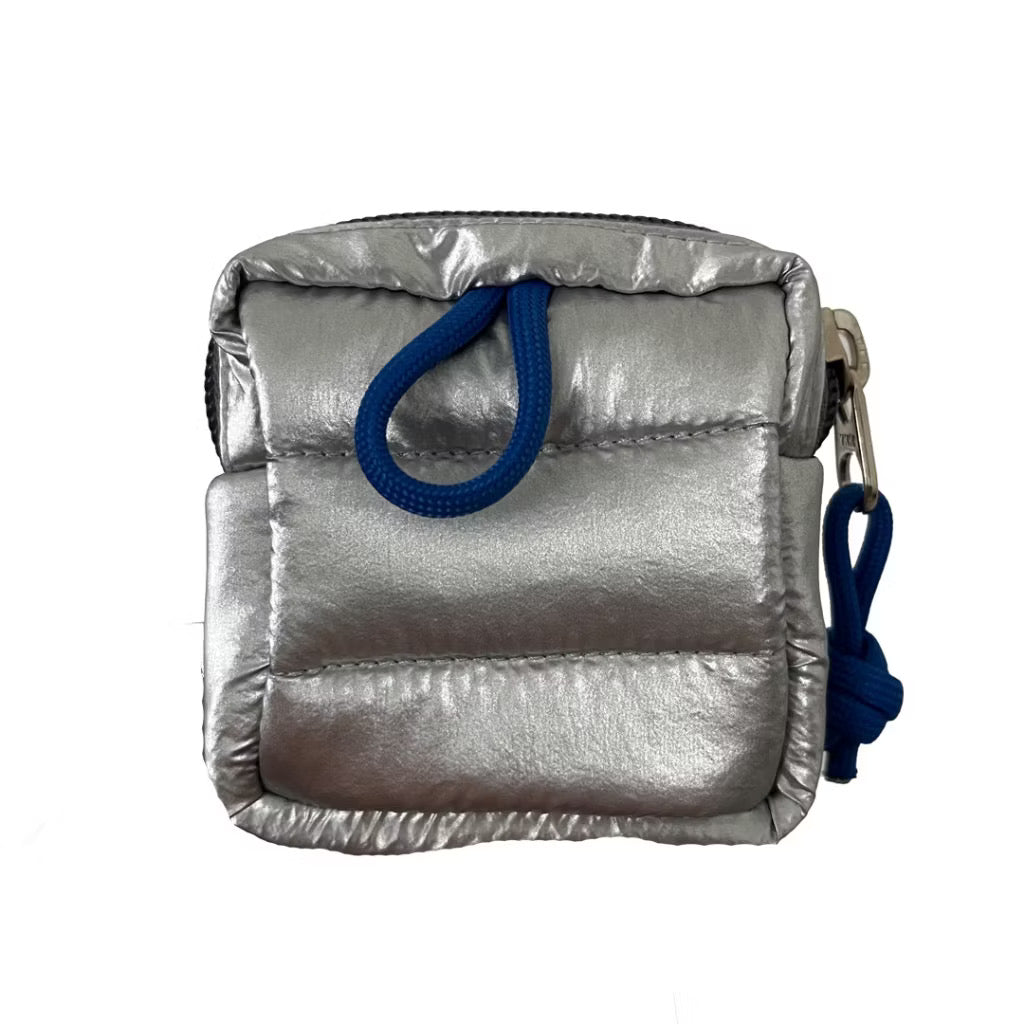 Mini Puffer Pouch in Metallic Silver