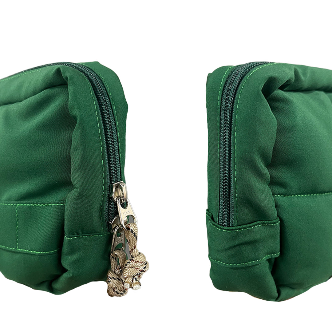 Multifunction Travel Puffer Pouch in Festive Emerald