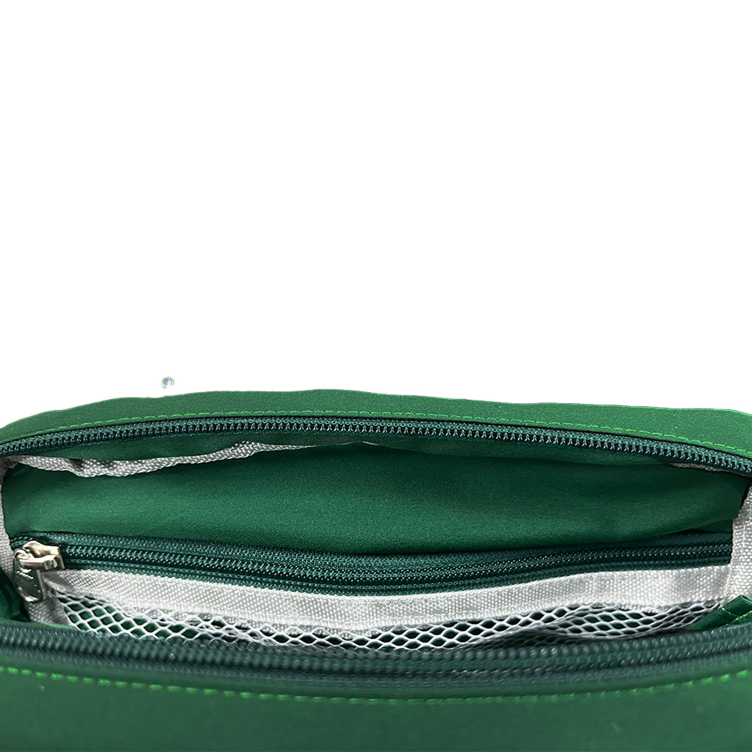 Multifunction Travel Puffer Pouch in Festive Emerald