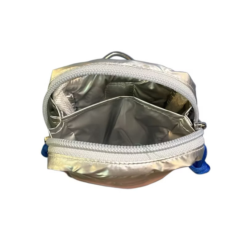 Puffer Card Holder in Metallic Silver
