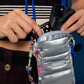 Digital Puffer Pouch in Metallic Silver