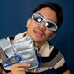 Digital Puffer Pouch in Metallic Silver