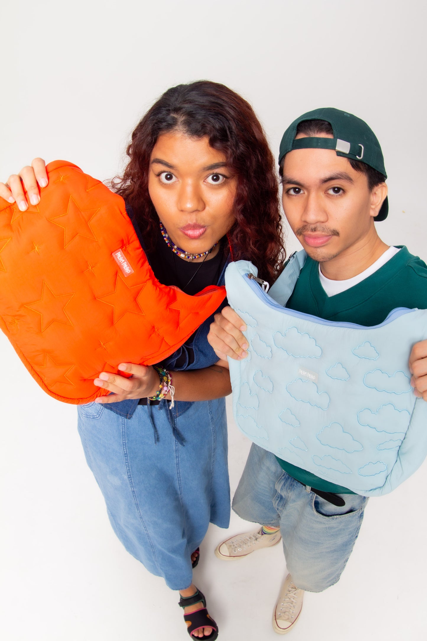 Puffer Messenger Bag in Hazy Blue