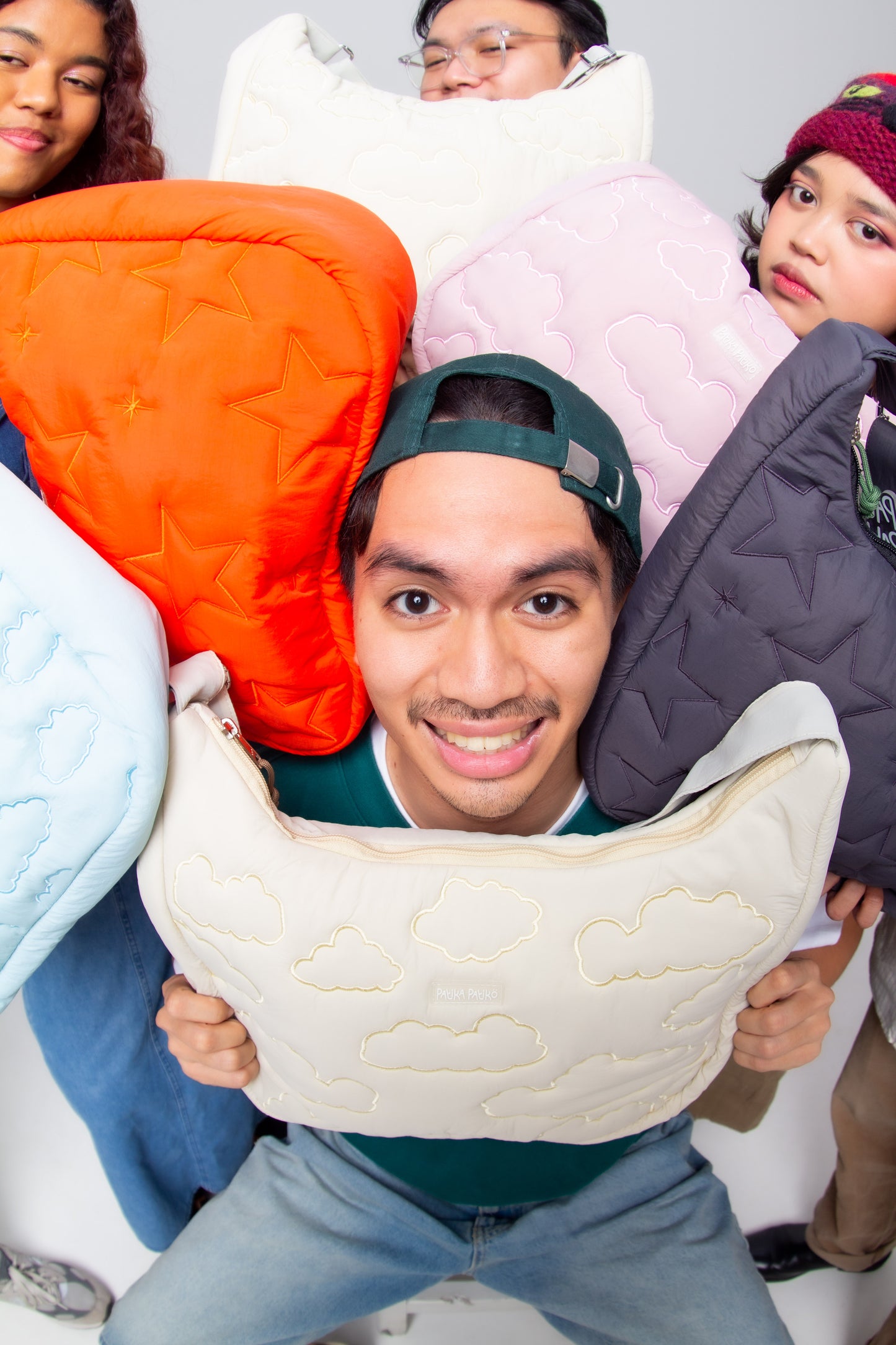 Puffer Messenger Bag in Comforting Beige